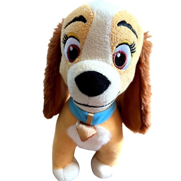 Disney Lady Plush Dog Stuffed Animal 11" Toy Blue Collar Heart Tag Soft Cuddly - Picture 1 of 10